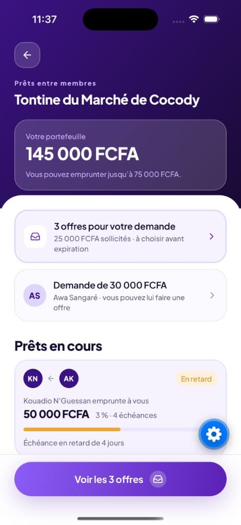 Prêts entre membres